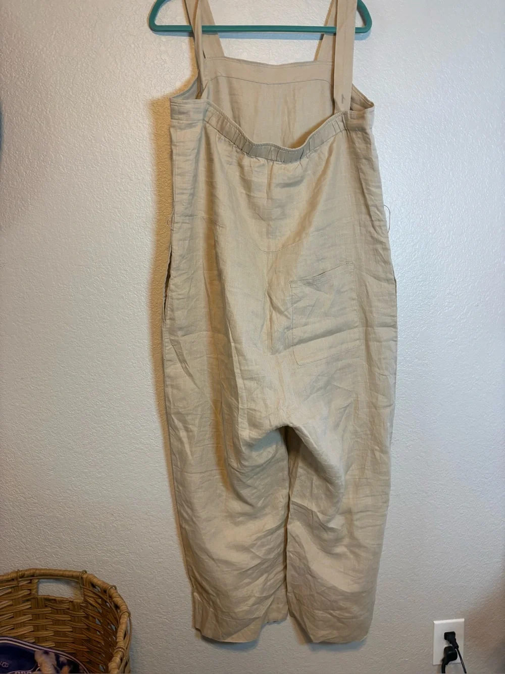 Quince 100% European Linen Square Neck Jumpsuit Neutral Tan